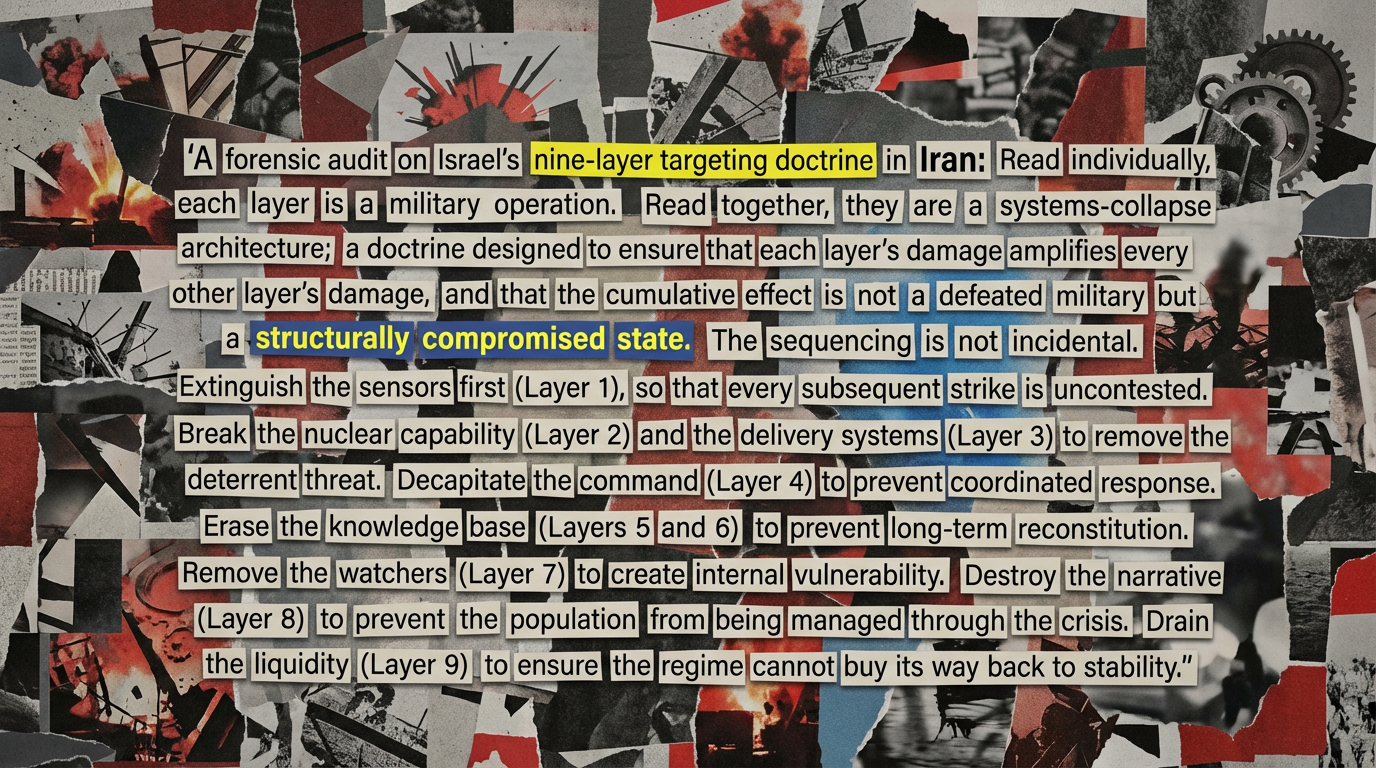 Sitrep 4: A Forensic Audit on Israel’s Nine-Layer Targeting Doctrine